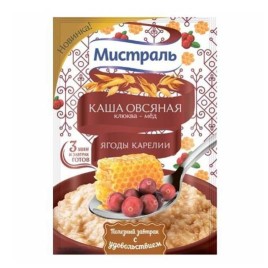 Мистраль Каша овсяная клюква-мед 40гр