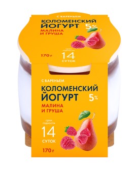 БЗМЖ Йогурт Коломенский 5% малина/груша ст/б 170г