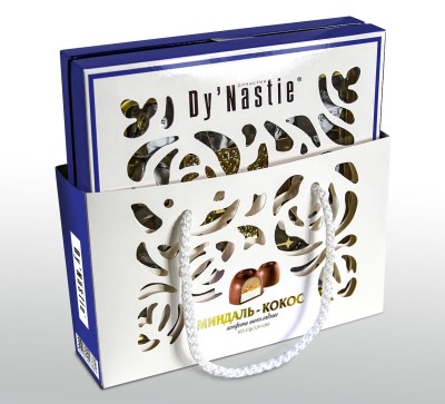 Шоколадные конфеты Династия "Миндаль-Кокос" в сумочке 170г