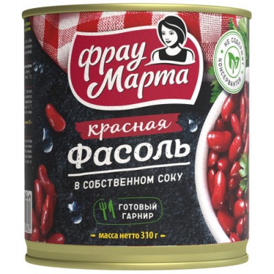 Фасоль"Фрау Марта"красная с/с.ж/б 310гр.