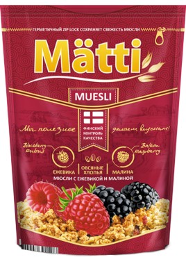 Матти Мюсли ежевика и малина дой-пак 250г.