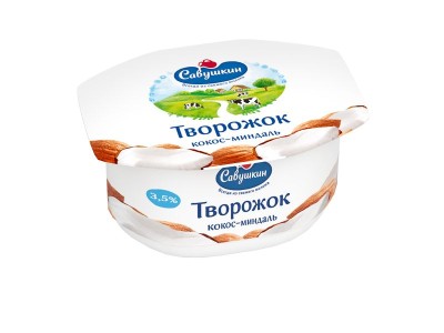 БЗМЖ Паста творожная Савушкин 3,5% 120гр кокос-миндаль пс/с