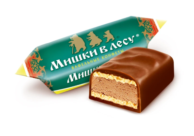 Конфеты вафельные Мишка в лесу в горьком шоколаде 1кг Победа
