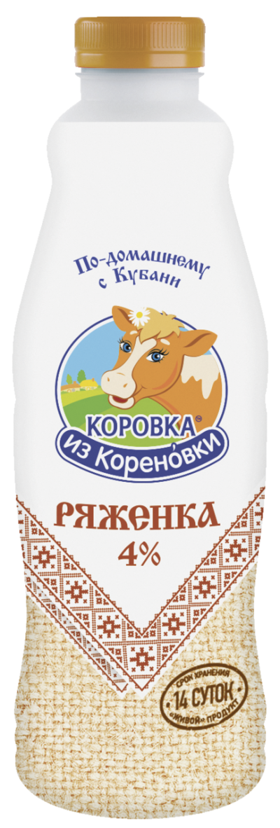 БЗМЖ Ряженка "Коровка из Кореновки" 4% 0.9л.бут.
