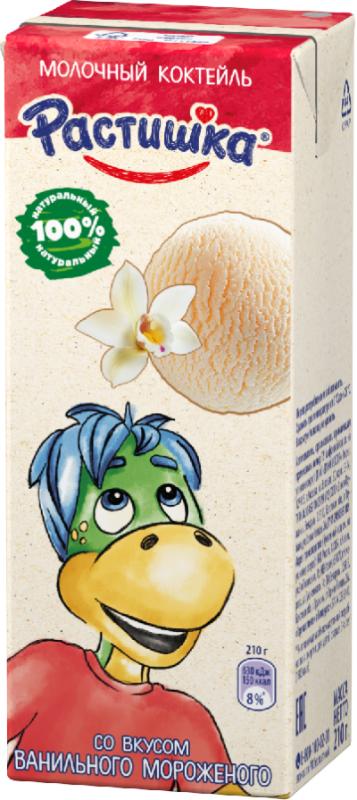 БЗМЖ Коктейль Растишка со вкусом ванильного мороженого 2% 210г