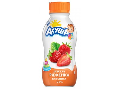 БЗМЖ Ряженка Агуша клубника 2,9% 180гр