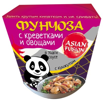 Фунчоза ASIAN FUSION с креветками и соусом Унаги с кунжутом 67гр
