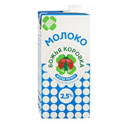 БЗМЖ Молоко пастеризованное Божья Коровка 2,5% 0,9л пэт