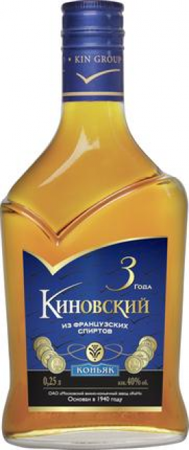 Коньяк КИНовский Российский 3* 40% 0,25л