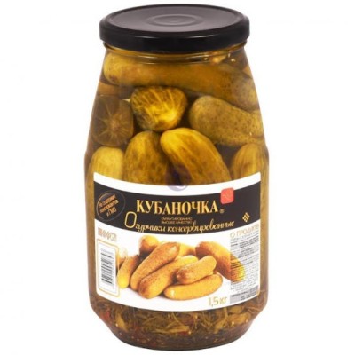 Огурчики консервированные Кубаночка 1500гр ст/б
