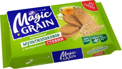Печенье мультизлаковое Magic Grain с экстрактом стевии 150гр