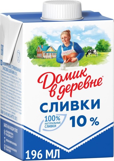 БЗМЖ Сливки Домик в деревне 10% 200 г