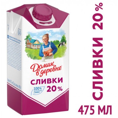 БЗМЖ Сливки Домик в деревне 20% 480 г
