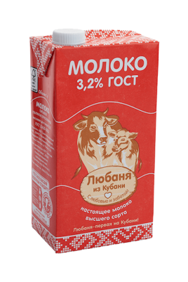 БЗМЖ Молоко "Любаня из Кубани" 3,2% 1л с крышкой