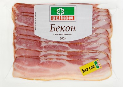Бекон с/к в/у 200г .нар.Велком