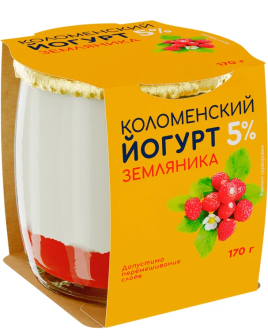 БЗМЖ Йогурт Коломенский земляника 5% 170гр ст/б