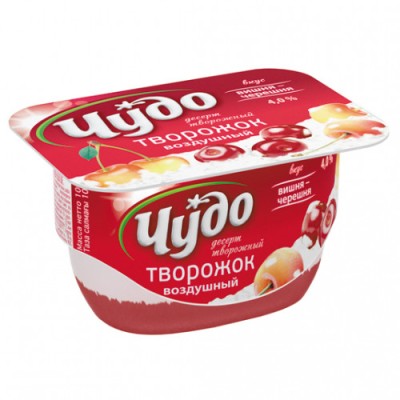 БЗМЖ Десерт творожный вишня-черешня Чудо 4% 100г