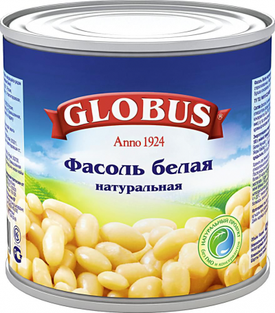 Фасоль белая с/с Глобус ж/б 400г.