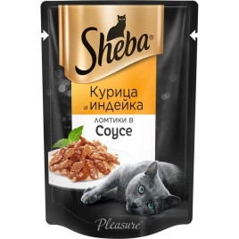 Шеба пауч для взрослых кошек Курица -индейка в соусе 75гр