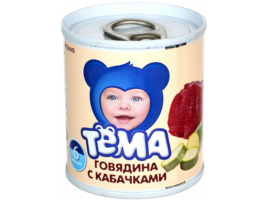 "Тема" Пюре мясное говядина кабачки ж/б 90г