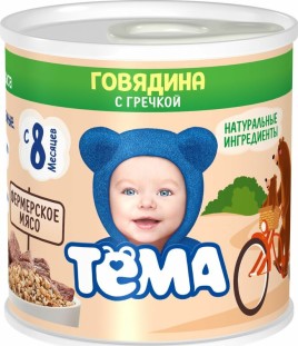 "Тема" Пюре мясное говядина с греч.крупой ж/б 90г