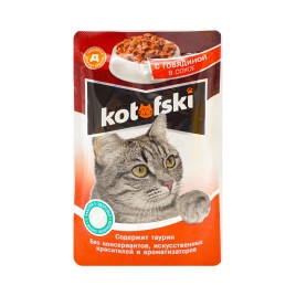 Корм для кошек Котофски говядина в соусе 85гр