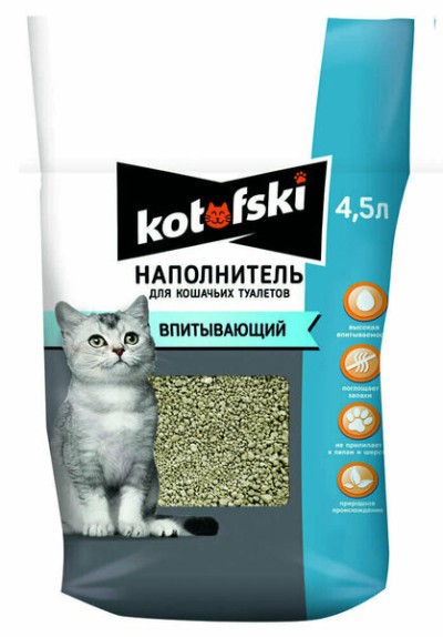 Наполнитель Котоффский для кошачьих туалетов впитывающий 4,5л