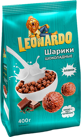 Завтрак готовый Леонардо шоколадные шарики 400гр