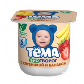 БЗМЖ "Тема" Биотворог Клубника-банан 4,2% 100г