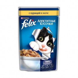FELIX Корм д/кошек Аппетитные кусочки курица в желе 75гр пауч