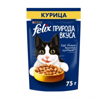 FELIX Корм д/кошек Природа вкуса с курицей 75гр пауч