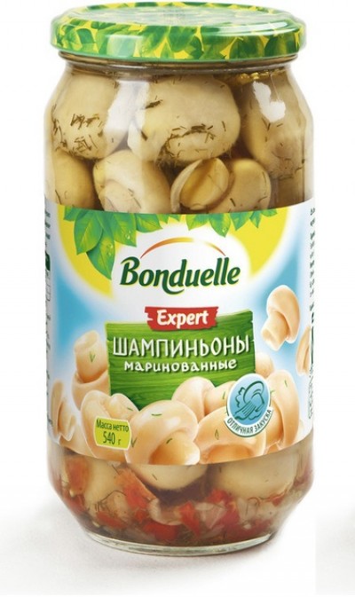 Шампиньоны Бондюэль маринованные целые с/б 500г