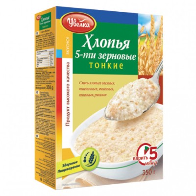 Увелка Хлопья 5-и зерновые тонкие 350г