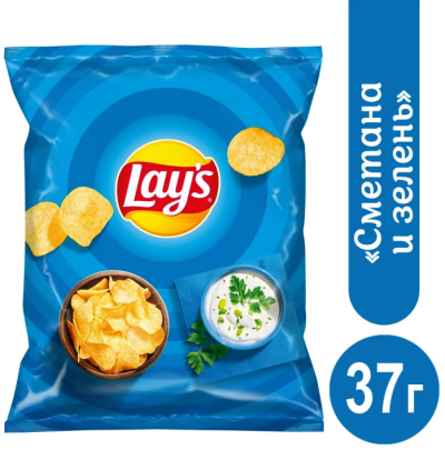 Чипсы Lay's 37г Сметана и зелень