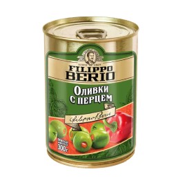 Оливки с перцем ж/б ключ 300гр Филиппо Берио