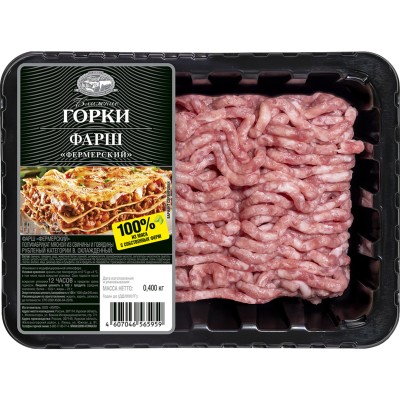 Фарш Фермерский из свинины и говядины охл.400г лоток БГ Дмитрогорск