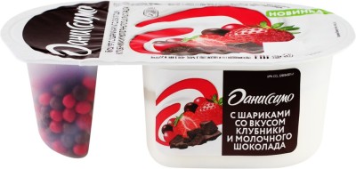 БЗМЖ Йогурт Даниссимо фантазия хрустящие шарики  клубника и молочный шоколад 105г