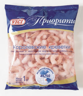 Королевские Креветки очищенные с хвостиком 41/50 зам. 1кг Vici
