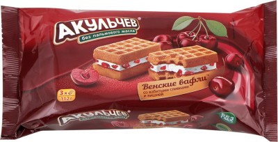 Венские вафли "Акульчев" со взбит. слив. и вишней 150г