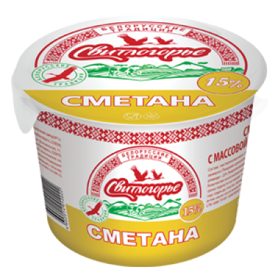 БЗМЖ Сметана 15% п/ст. 380г Свитлогорье