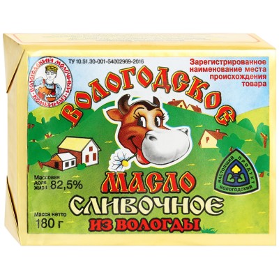 БЗМЖ Масло Вологодское сливочное 82,5%  ВМК 180г (корова)