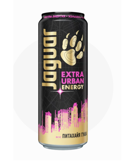 Энергетический напиток б/а Ягуар Экстра Урбан со вкусом Питахайя Гуава 0,44л ж/б