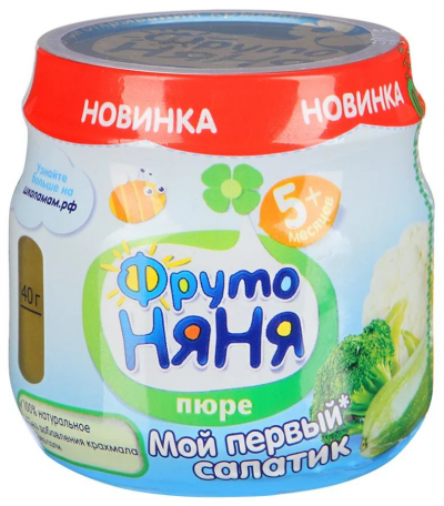 Пюре ФрутоНяня Мой первый салатик 80г (кабачки кап. брок. и цвет. кап.)