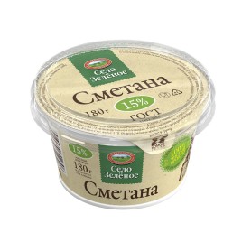 БЗМЖ Сметана "Село Зеленое" 15% 180г